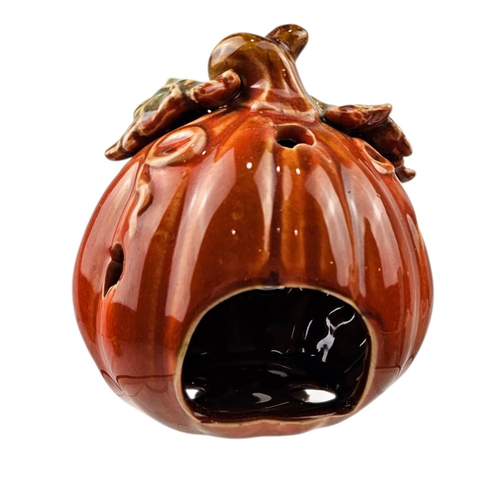 Ceramic Pumpkin Candle Holder Fall‎ Decor Halloween Decoration